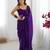 dark purple stone work chiffon saree with blouse