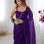 dark purple stone work chiffon saree with blouse