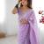 lavender stone work chiffon saree with blouse