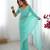 aqua blue stone work chiffon saree with blouse
