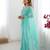 aqua blue stone work chiffon saree with blouse