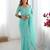 aqua blue stone work chiffon saree with blouse