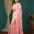 light peach lace foil screen printed georgette saree with blouse