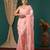 light peach lace foil screen printed georgette saree with blouse