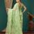 light green lace foil screen printed georgette saree with blouse