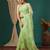 light green lace foil screen printed georgette saree with blouse