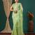 light green lace foil screen printed georgette saree with blouse