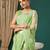light green lace foil screen printed georgette saree with blouse