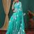 turquoise lace foil screen printed georgette saree with blouse