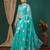 turquoise lace foil screen printed georgette saree with blouse