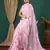 light pink lace foil screen printed georgette saree with blouse