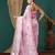 light pink lace foil screen printed georgette saree with blouse
