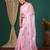 light pink lace foil screen printed georgette saree with blouse