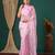 light pink lace foil screen printed georgette saree with blouse