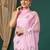 light pink lace foil screen printed georgette saree with blouse