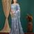 grey lace foil screen printed georgette saree with blouse