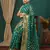 teal green lace foil screen printed georgette saree with blouse