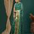 teal green lace foil screen printed georgette saree with blouse