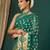 teal green lace foil screen printed georgette saree with blouse