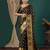 black lace foil screen printed georgette saree with blouse
