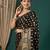black lace foil screen printed georgette saree with blouse