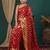 red lace foil screen printed georgette saree with blouse