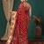 red lace foil screen printed georgette saree with blouse