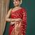 red lace foil screen printed georgette saree with blouse