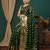dark green lace foil screen printed georgette saree with blouse