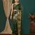 dark green lace foil screen printed georgette saree with blouse