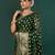 dark green lace foil screen printed georgette saree with blouse