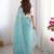aqua blue sequin embroidered chiffon saree with blouse