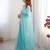aqua blue sequin embroidered chiffon saree with blouse