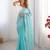 aqua blue sequin embroidered chiffon saree with blouse