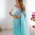 aqua blue sequin embroidered chiffon saree with blouse