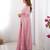 pink sequin embroidered chiffon saree with blouse