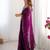 dark magenta sequin embroidered chiffon saree with blouse