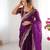 dark magenta sequin embroidered chiffon saree with blouse