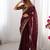 maroon sequin embroidered chiffon saree with blouse