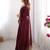 maroon sequin embroidered chiffon saree with blouse