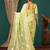 yellow silver lace foil screen printed georgette saree with blouse
