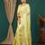 yellow silver lace foil screen printed georgette saree with blouse