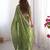 light green sequin embroidered chiffon saree with blouse