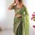 light green sequin embroidered chiffon saree with blouse