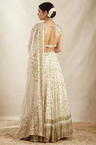 White Georgette Sequins Embroidered Lehenga Choli With Dupatta 