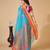 sky blue woven semi cotton saree