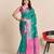blue traditional pure patola saree with contrast weave