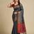 grey patola silk blend saree with contrast weave meenakari & tassels