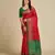 red patola silk blend saree with contrast weave meenakari & tassels