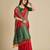red patola silk blend saree with contrast weave meenakari & tassels